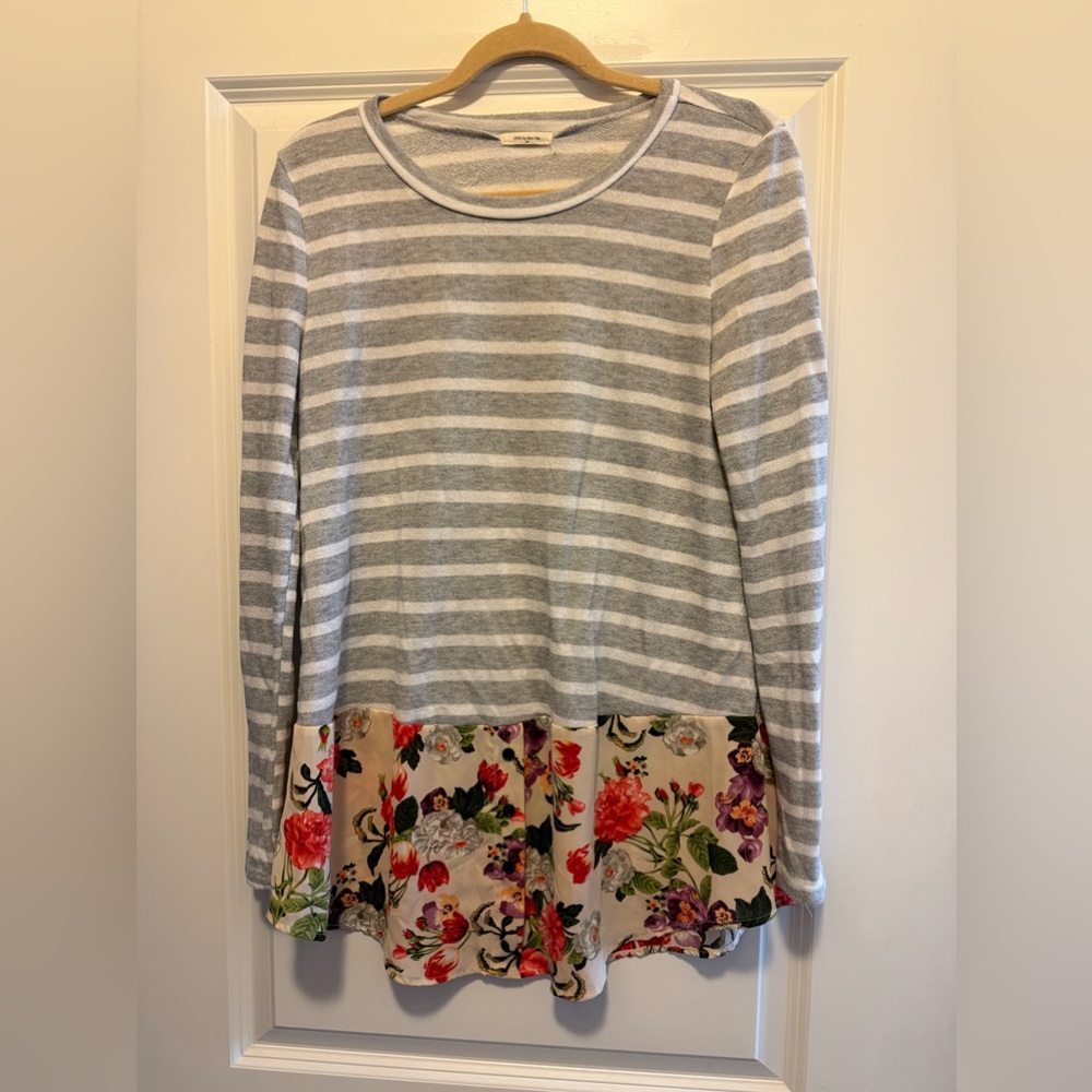 Stripped top, floral bottom